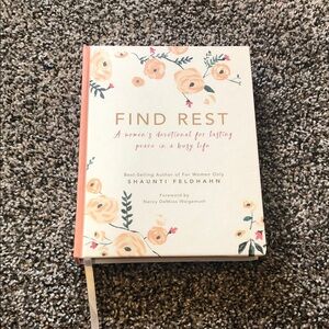 'Find Rest' Floral Devotional Book - Cream and Pink